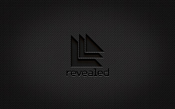 Revealed Recordings carbon logo, , grunge art, carbon background, creative, Revealed Recordings black logo, music labels, Revealed Recordings logo, Revealed Recordings HD wallpaper