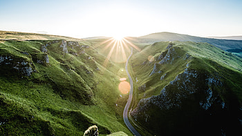 Valley, green landscape, aerial view HD wallpaper