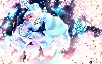 Yuyuko Saigyouji, butterflies, anime, touhou, flowers HD wallpaper