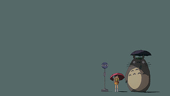 My Neighbor Totoro Bus Stop - Gray Blue []. Cute , Cute laptop , art, Ghibli Minimalist HD wallpaper