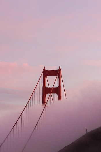 Clouds, Silhouette, Miscellanea, Miscellaneous, Fog, Bridge, Loneliness HD phone wallpaper