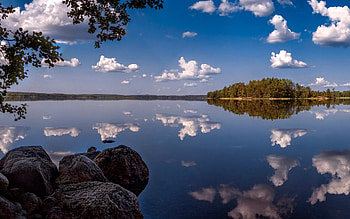Kattilajarvi Lake, evening, sunset, beautiful lake, summer, lakes of Finland, Kainuu, Finland HD wallpaper
