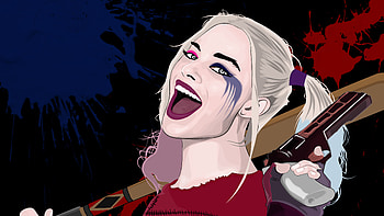 Harley Quinn Vector Portrait, harley-quinn, artwork, superheroes, deviantart, artist HD wallpaper