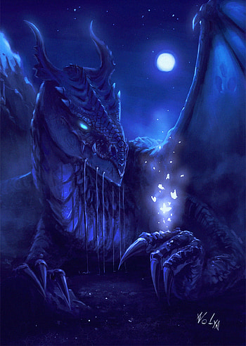 Art, Night, Dragon, Being, Creature, Fantastic HD phone wallpaper