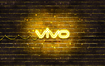 Vivo yellow logo, , yellow brickwall, Vivo logo, brands, Vivo neon logo, Vivo HD wallpaper