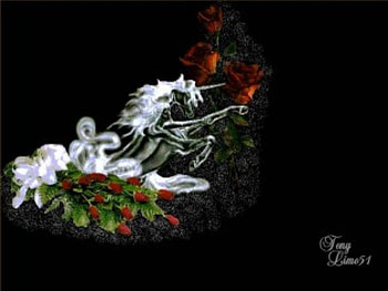 Unicorn and Red Roses, red roses, flowers, glass unicorn HD wallpaper