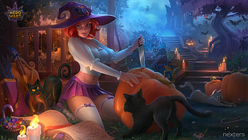 Artemis Halloween Witch, nexters, halloween, artemis, fantasy, pumpkin, girl, witch HD wallpaper