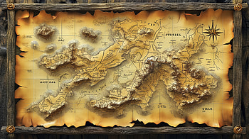 Vintage Treasure Map, treasure map, map, fantasy, vintage, landscape, fantasy landscape HD wallpaper