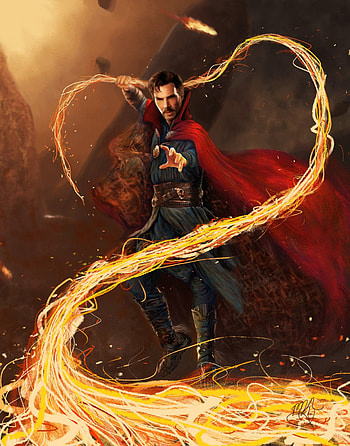Doctor Strange neon , Vibrant colors, Illuminated visuals, Otherworldly HD phone wallpaper