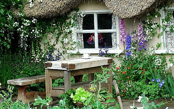 cottage garden, flowers, cottage, houses, england HD wallpaper