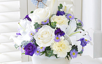 Flowers, Lilies, Bouquet, Eustoma HD wallpaper