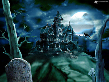 Landscape, Houses, Halloween, Castles HD wallpaper