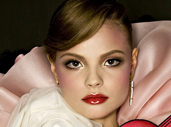 Magdalena Frackowiak, white, model, girl, woman, pink, make-up, red, face HD wallpaper