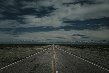 Road, Nature, Mountains, Horizon, Markup, Evening HD wallpaper