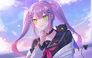 Tokoyami Towa, purple hair, Virtual YouTuber, VTuber, artwork, manga, Tokoyami Towa channel HD wallpaper