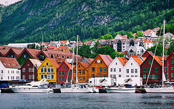 Sea, Cities, Houses, Mountains, Yachts, Norway HD wallpaper