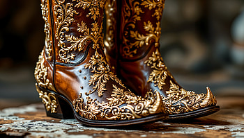 Cowboy Boots : Ornate Western Elegance, cowboy boots, boots, ornate, brown, gold HD wallpaper