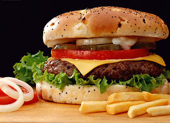 big burger, burger, fries, fast food HD wallpaper