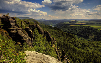 forest by mountains, fun, cool, nature, mountains, forest HD wallpaper