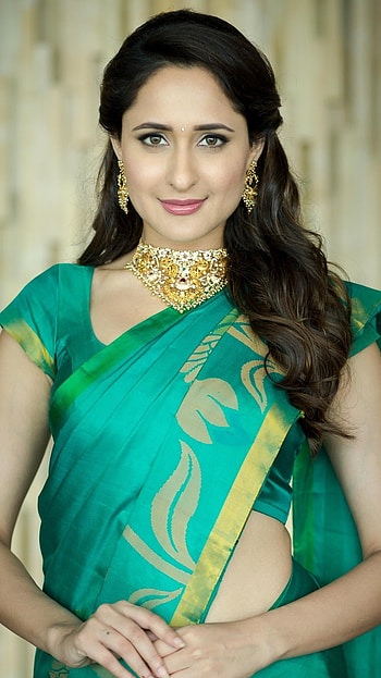Pragya Jaiswal, Green Saree HD phone wallpaper