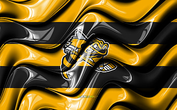 Sarnia Sting flag, , yellow and black 3D waves, OHL, canadian hockey team, Sarnia Sting logo, hockey, Sarnia Sting, Canada HD wallpaper