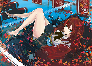 Autumn Dip, schoolgirl, pretty, cute, girl, nice HD wallpaper