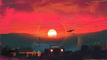 Lonely Dusk, artist, artwork, digital-art, deviantart HD wallpaper