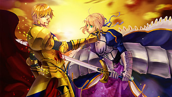 Fate Zero Gilgamesh, Saber sword fight HD wallpaper