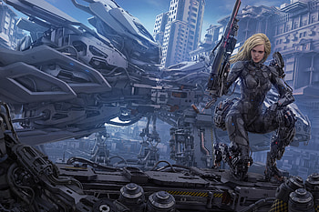 Blonde Cyborg Futuristic Girl, artist, artwork, digital-art, deviantart HD wallpaper