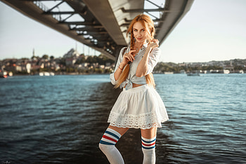 Redhead Girl Skirt Outdoor , redhead, girls, model HD wallpaper