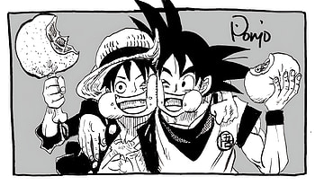 Luffy & Goku, Anime, crossover, Monkey D. Luffy, Goku HD wallpaper