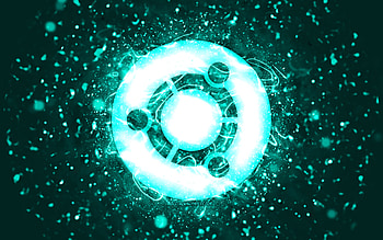 Ubuntu turquoise logo, , turquoise neon lights, Linux, creative, turquoise abstract background, Ubuntu logo, OS, Ubuntu HD wallpaper
