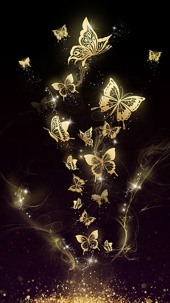 Beautiful golden butterfly live ! Android live /background! It is originally designed HD phone wallpaper