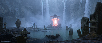 Fantasy Portal Gateway : Mystical Waterfall Realm, fantasy, portal HD wallpaper