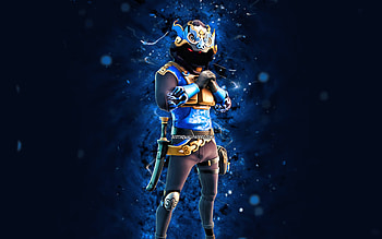 Blue Smoke Dragon, , red neon lights, Fortnite Battle Royale, Fortnite characters, Blue Smoke Dragon Skin, Fortnite, Blue Smoke Dragon Fortnite HD wallpaper