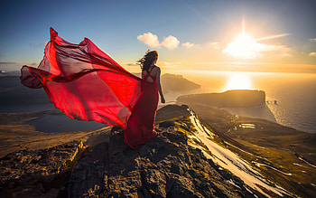 Girl Red Dress Waving , red-dress, girls, model HD wallpaper