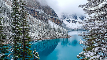 Moraine Lake, Winter HD wallpaper