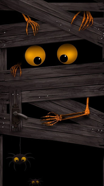 Spider, orange, halloween, cartoon, black, wood HD phone wallpaper