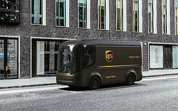 UPS, Electric delivery van, Arrival, British electric vehicle, delivery of goods, electric cars, delivery of the future HD wallpaper