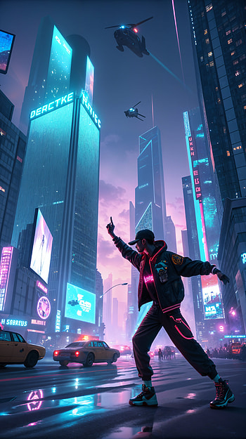 Vibrant Hip Hop Vibes for Your , cyberpunk, cityscape, neon lights, futuristic HD phone wallpaper