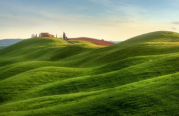 Grassy hill's charm, Green hills vista, Sky's backdrop HD wallpaper