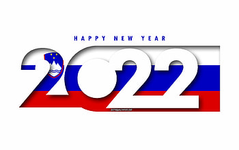 Happy New Year 2022 Slovenia, white background, Slovenia 2022, Slovenia 2022 New Year, 2022 concepts, Slovenia, Flag of Slovenia HD wallpaper