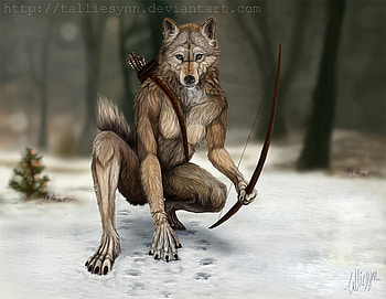 tracking the prey, werewolves, trackers, bows, wolves HD wallpaper