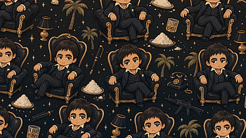 Scarface Chibi Noir —, Cartoon, Suit, Pattern HD wallpaper