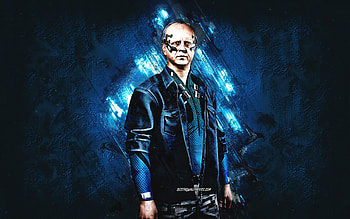 Gottfrid Persson, Cyberpunk 2077, blue stone background, Cyberpunk 2077 Characters, Gottfrid Persson Cyberpunk, Gottfrid Persson character HD wallpaper