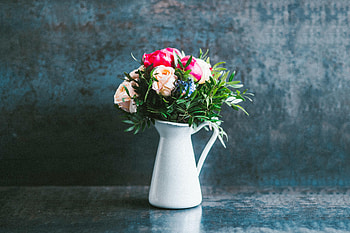 Flowers, Roses, Surface, Bouquet, Vase HD wallpaper