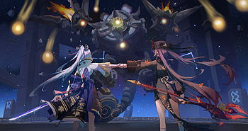 Ayaka and Hu Tao Battle - Ultra, Kamisato Ayaka (Genshin Impact), Hu Tao, video game, Genshin Impact HD wallpaper