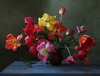 Blooming spring, Flowers, Tulips, Colorful, Bouquet HD wallpaper