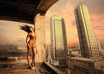 Girl Construction Side Hairs Flying , girls, model HD wallpaper