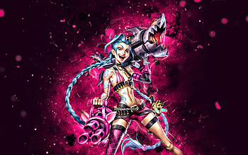 Jinx, , purple neon lights, League of Legends, MOBA, artwork, Loose Cannon, Jinx Skin, Jinx Build, LoL, Jinx League of Legends HD wallpaper
